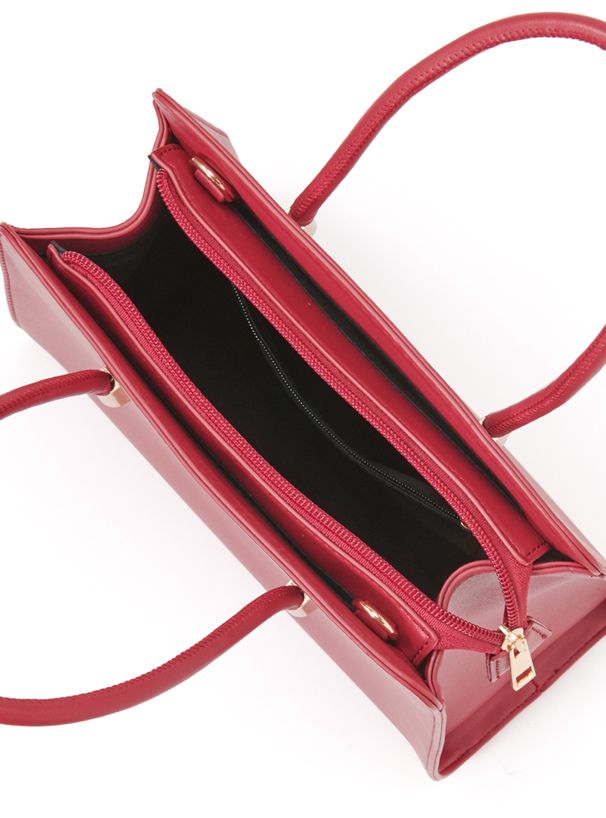 日本 GRL - 洗鍊感皮革梯形側背/手提包-紅 (F)