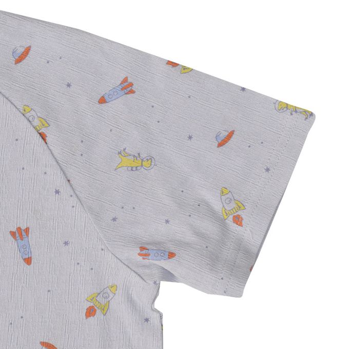 akachan honpo - 短袖家居服-恐龍火箭-淺藍色 (100cm)