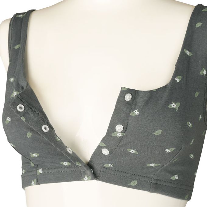 akachan honpo - 半截式內衣-前開式小花-深灰色