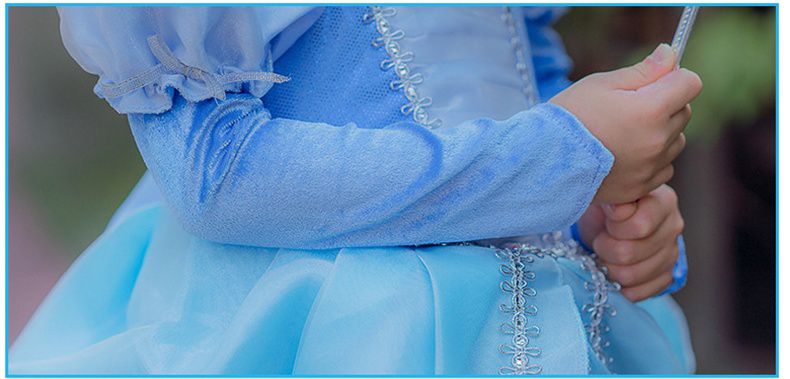 公主寶石裝飾網紗洋裝-藍色