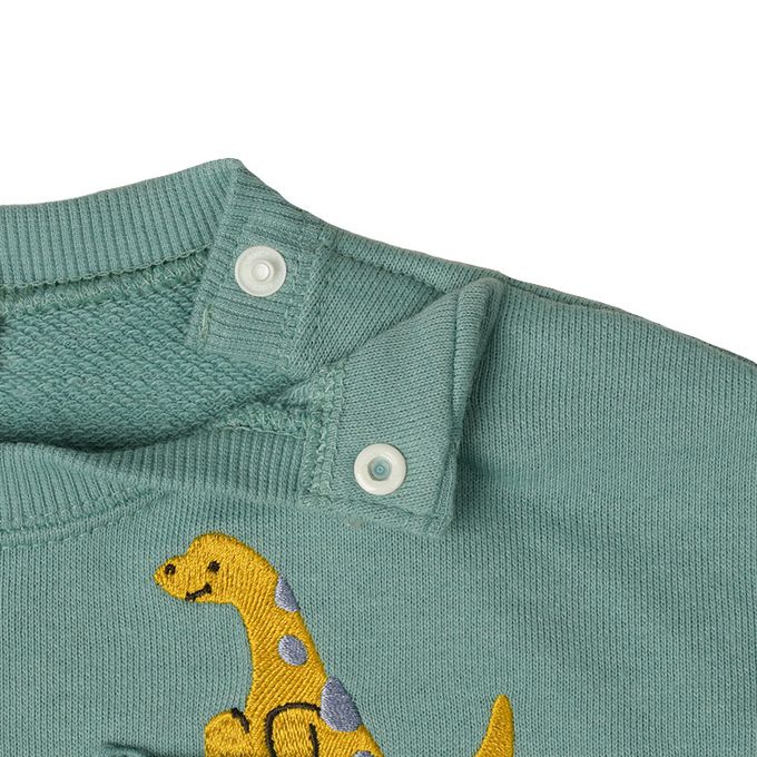 akachan honpo - 長袖鋪棉休閒上衣-拼接-綠色