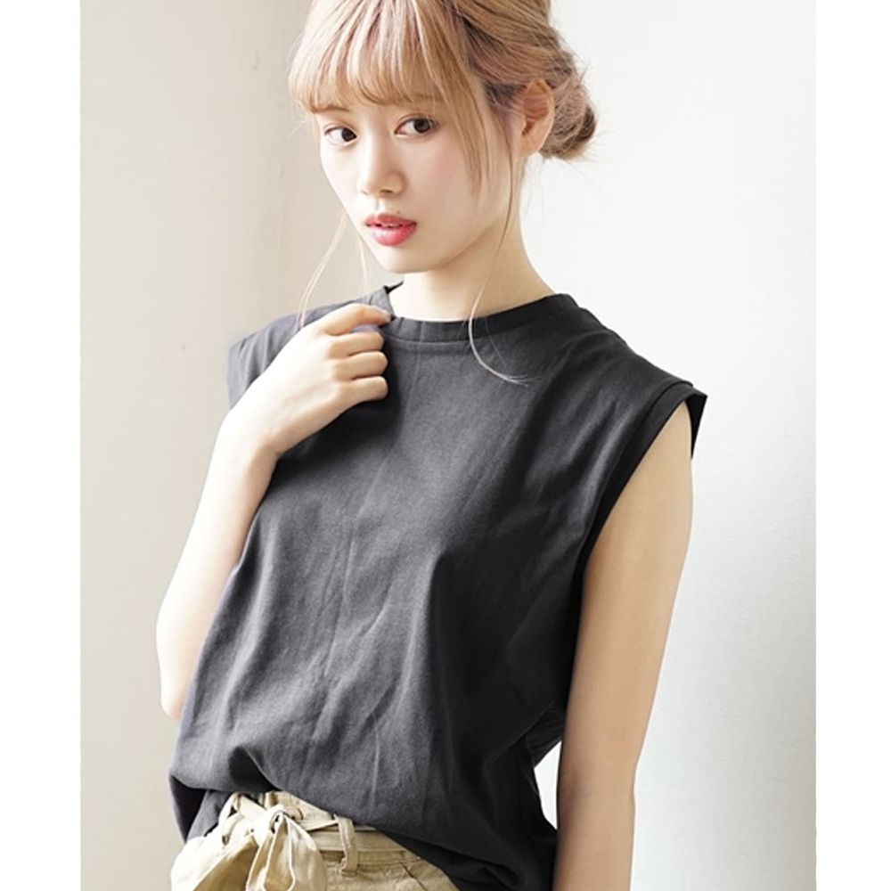 日本 zootie - Design+ 透氣肩線修飾無袖上衣-黑