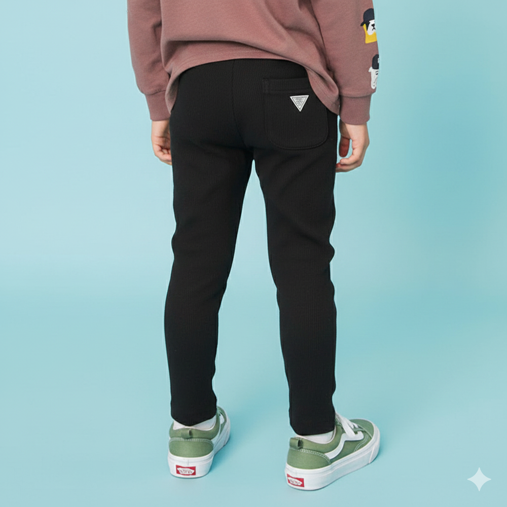 DAISUKI 羅紋彈性九分褲-百搭黑