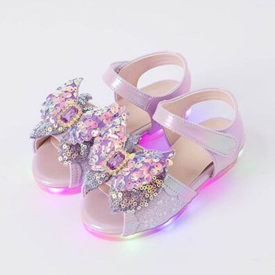 韓國 OZKIZ - (LED)立體亮片寶石蝶翼公主涼鞋-紫
