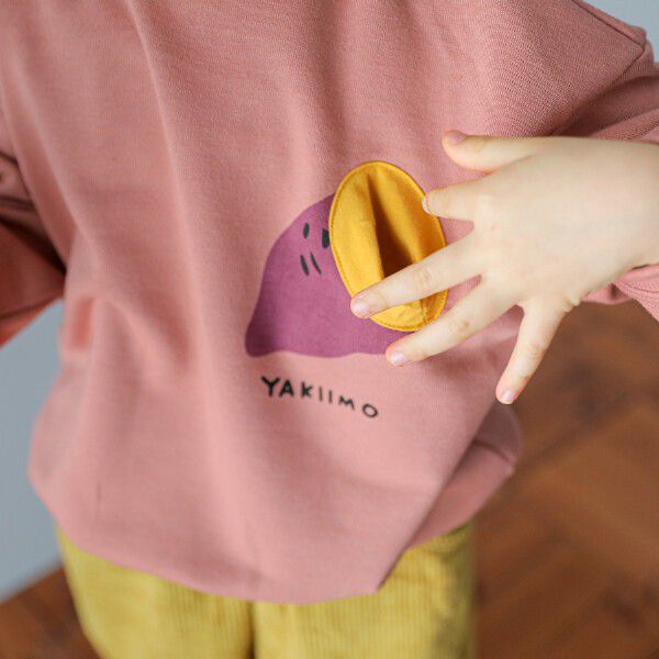 日本 Baby Room - 裏毛落肩寬版長袖上衣-紫芋-淺灰