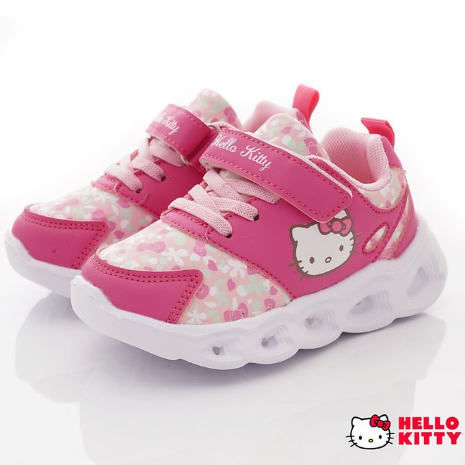 hello kitty 小花電燈炫亮款(中小童段)-休閒鞋-粉