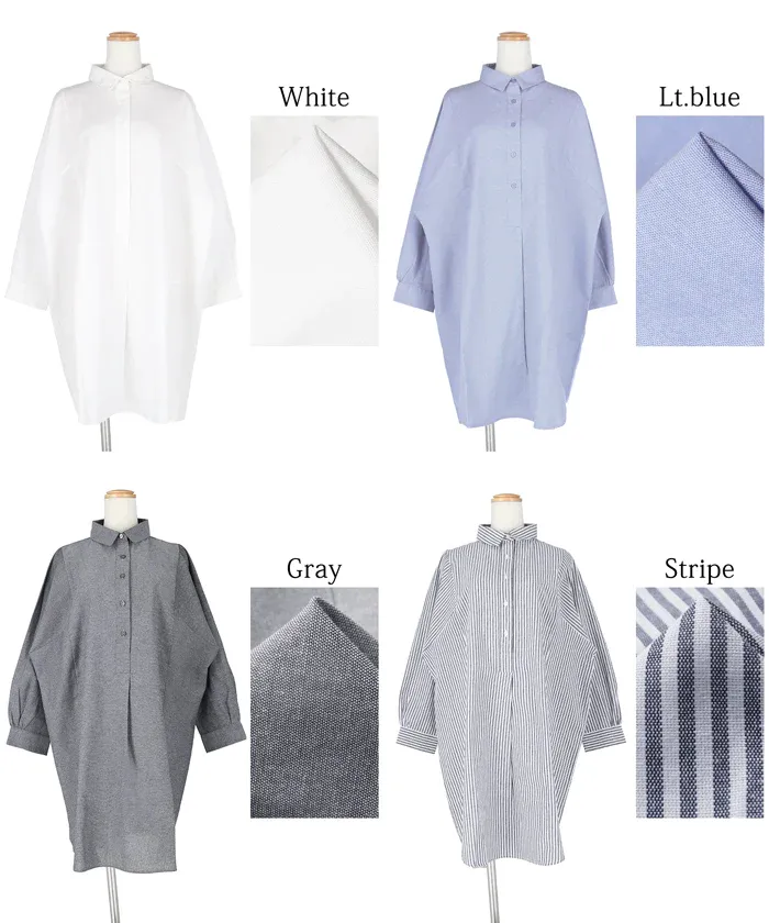 日本 COCA - 質感翻領排扣中長版襯衫-深灰