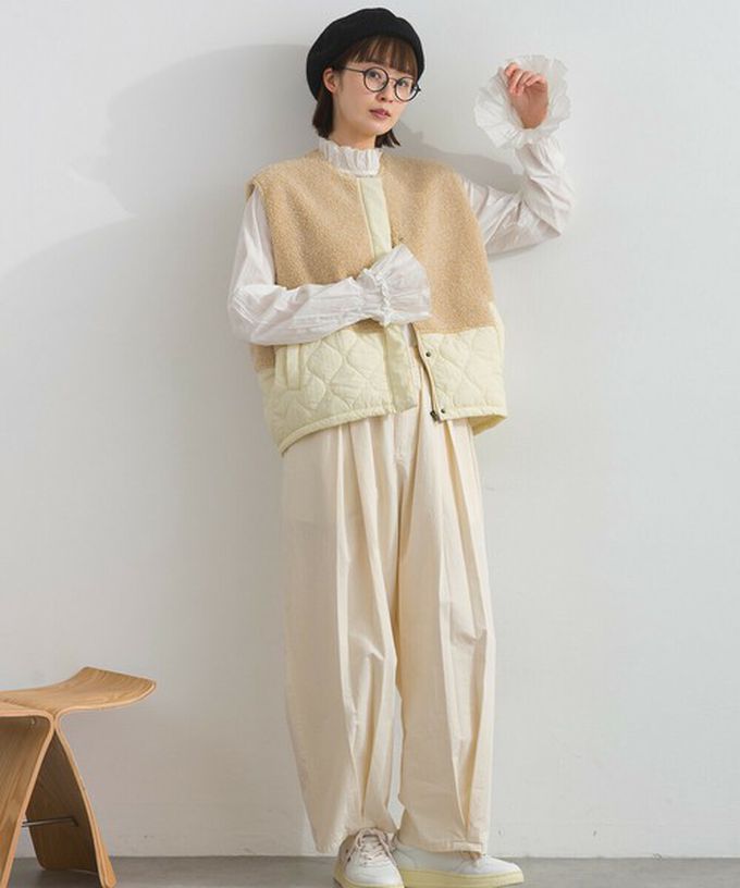 日本 Lupilien - 文青風異素材毛絨拼接保暖背心-炭灰