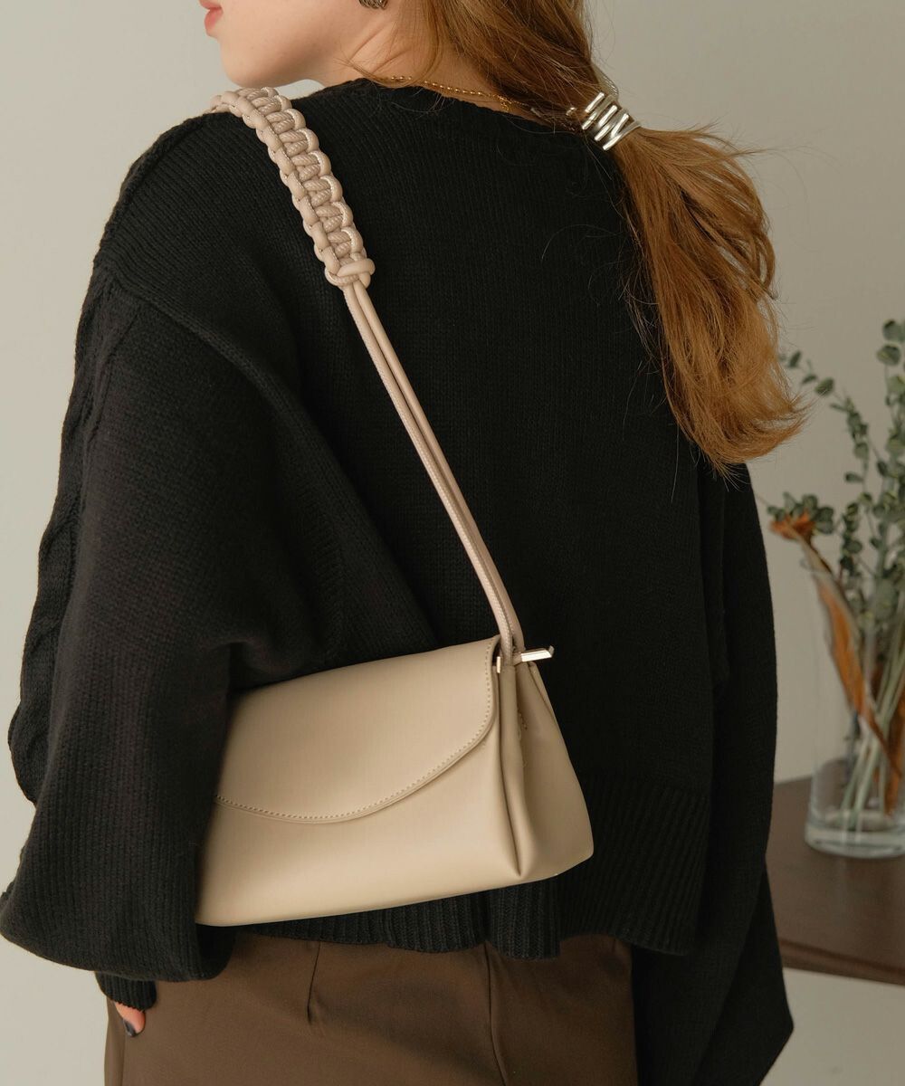 日本 Bab - 編織背袋皮革肩背小包-黑