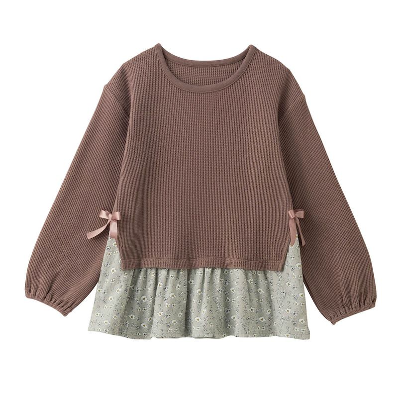 日本千趣會 - GITA 甜美華夫格假二件長袖上衣-象牙白x水玉