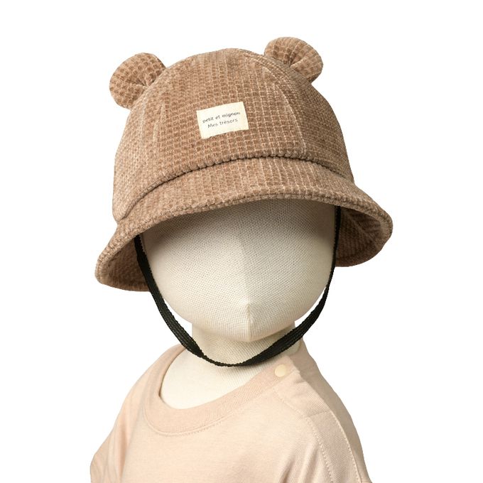 akachan honpo - 小耳朵地鐵帽-燈心絨-咖啡色