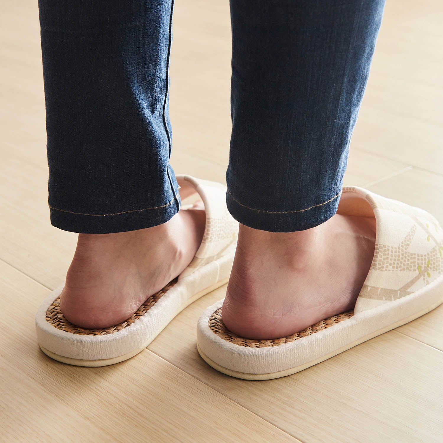 日本千趣會 - 北歐風清爽亞麻室內拖鞋-雲朵-灰藍