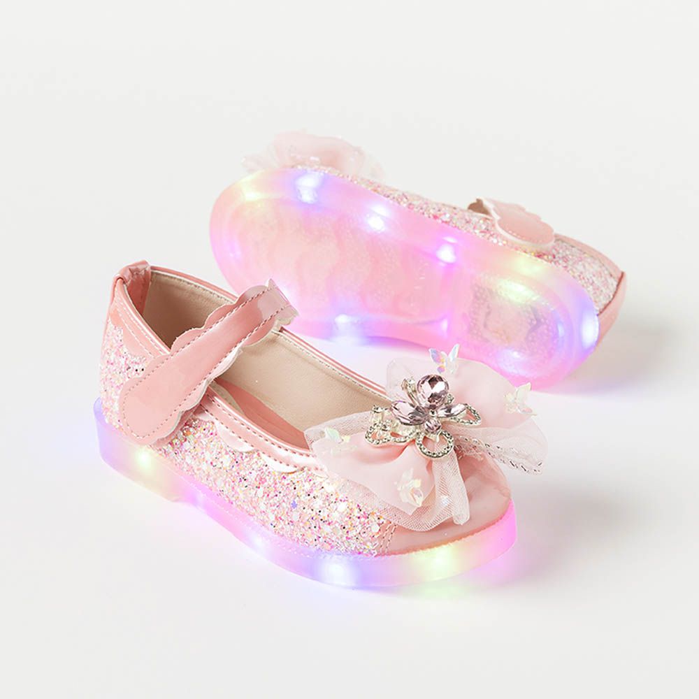 (LED)蝶舞寶石閃耀公主鞋-粉