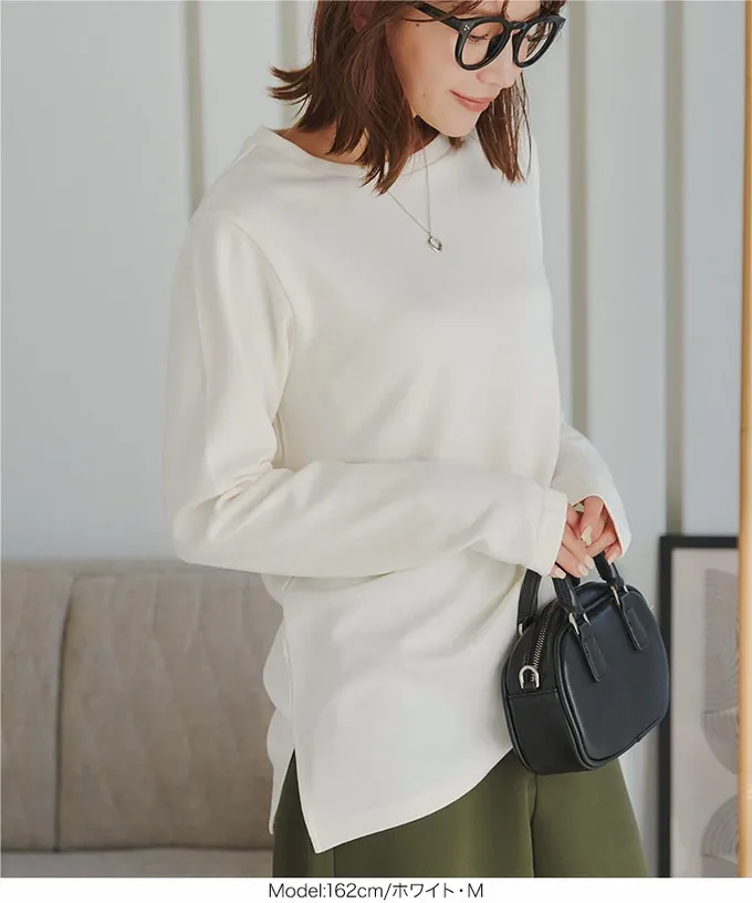 日本 Kobe Lettuce - 吸濕發熱簡約保暖長袖上衣-黑