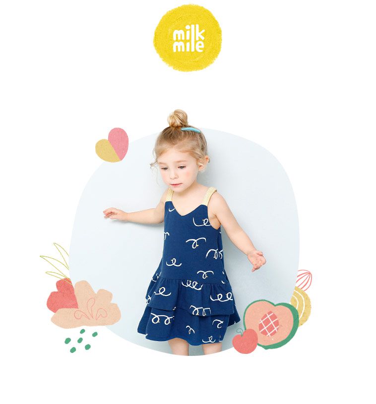 韓國 milk mile - 線圈海鷗吊帶洋裝