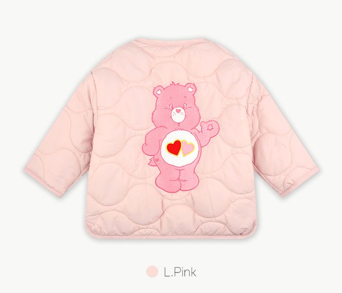 韓國 Care Bears - (附圍巾)聯名款刺繡熊熊絎縫無領外套-象牙白