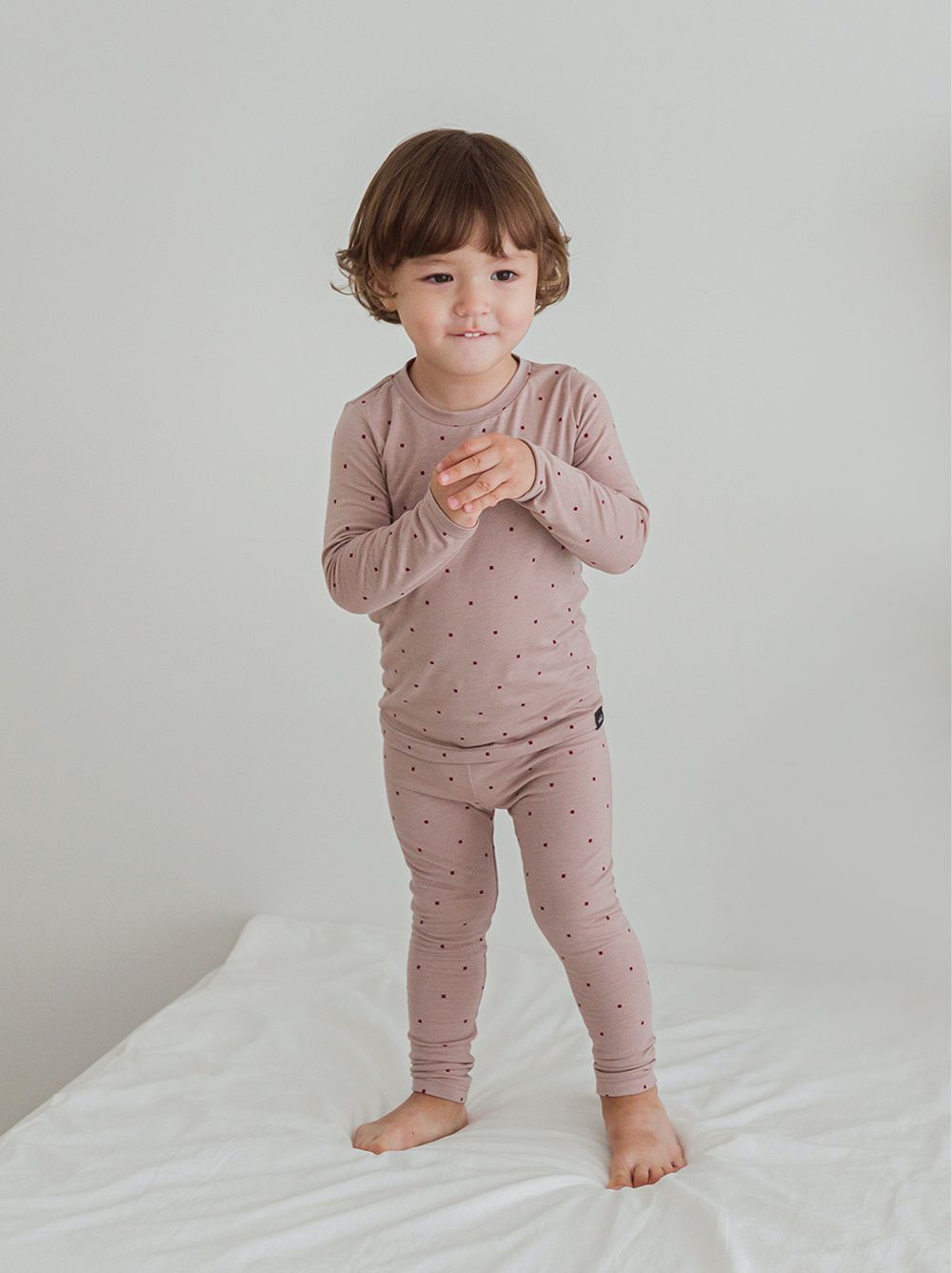 韓國 Cordi-i - 德國Viloft天然纖維保暖衣套裝-點點-可可