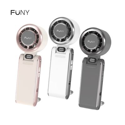 FUNY - 冰鎮渦輪多功能風扇-玫瑰杏-桌立/頸掛/折角/快扣掛鉤・3秒製冷x100檔無級強風)-213g