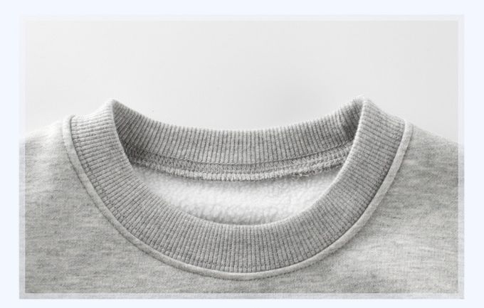 抓絨棉混紡長袖上衣-數字1990-灰色