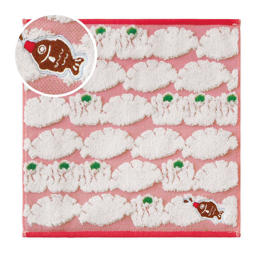 100%棉 日本製今治方巾/手帕-燒賣餃子-粉紅 (23×23cm)