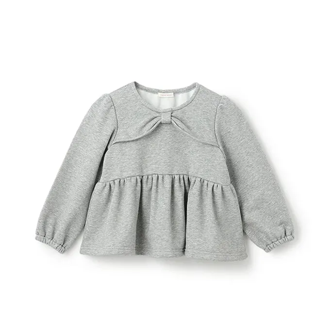 日本 Lycee mine - 胸前蝴蝶結領荷葉上衣-灰