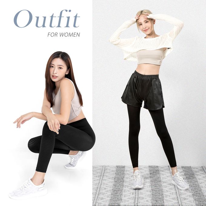 GIAT - 2件組-石墨烯遠紅外線彈力九分內搭褲-黑色