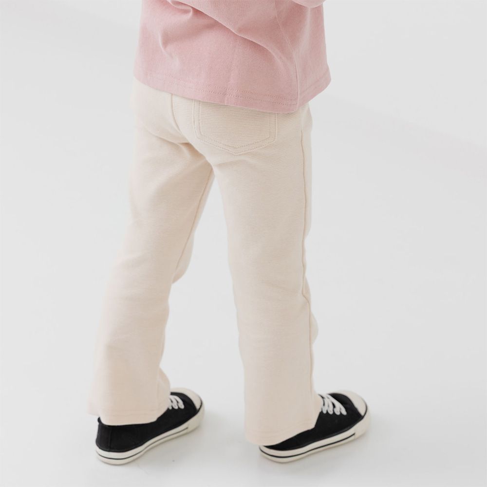 推薦！百搭彈力微喇叭褲-奶油白