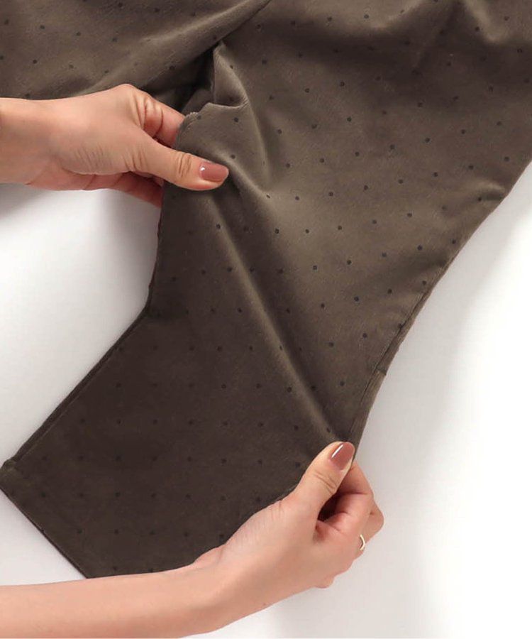 日本 apres les cours - 百搭彈力燈芯絨休閒長褲-水藍