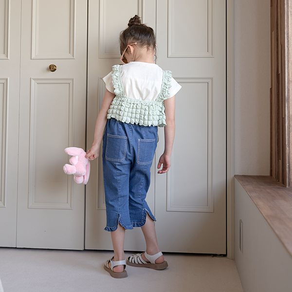 日本 Lycee mine - 泡泡短背心+短袖上衣(時尚二件組)-嫩粉紅