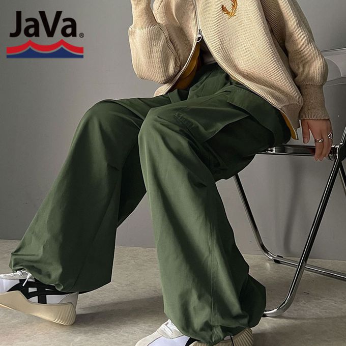 日本 Classical Elf - 美式休閒多口袋抽繩工裝褲-象牙白