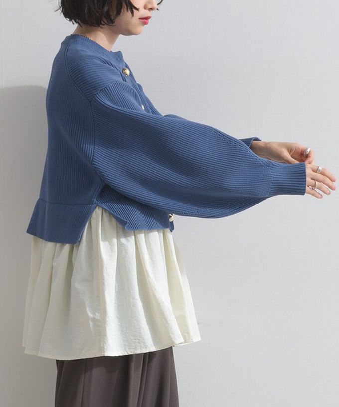 日本 ELENCARE DUE - 羅紋針織美型金扣層次長袖上衣-磚橘