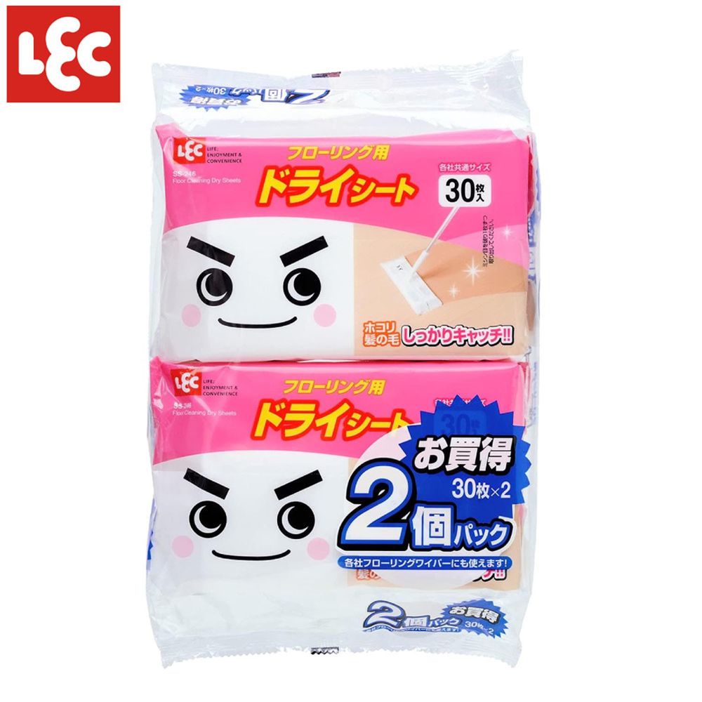 日本 LEC - 激落地板清潔用除塵紙巾 (300X200mm)-30張X2包入