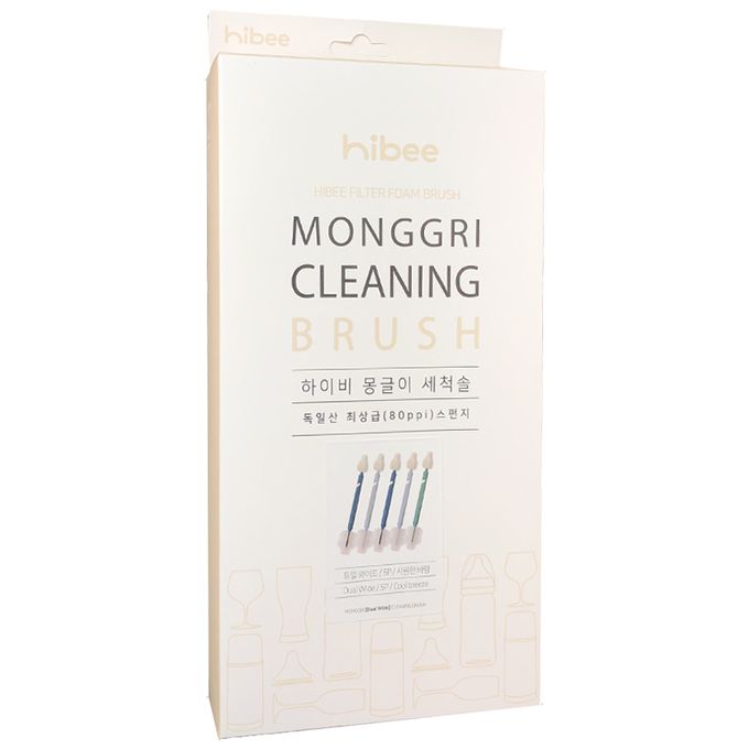 正韓 hibee - 極柔細水壺/杯子/保溫瓶/奶瓶 雙面萬用海綿刷(5入組)_雙頭雲朵海綿刷+海綿隙縫刷-HFB005
