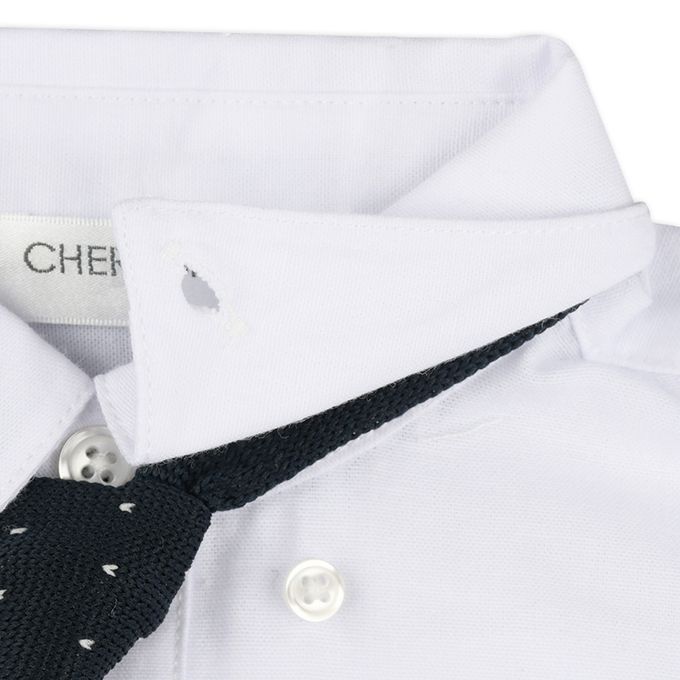 akachan honpo - 長袖襯衫-附針織領帶-白色