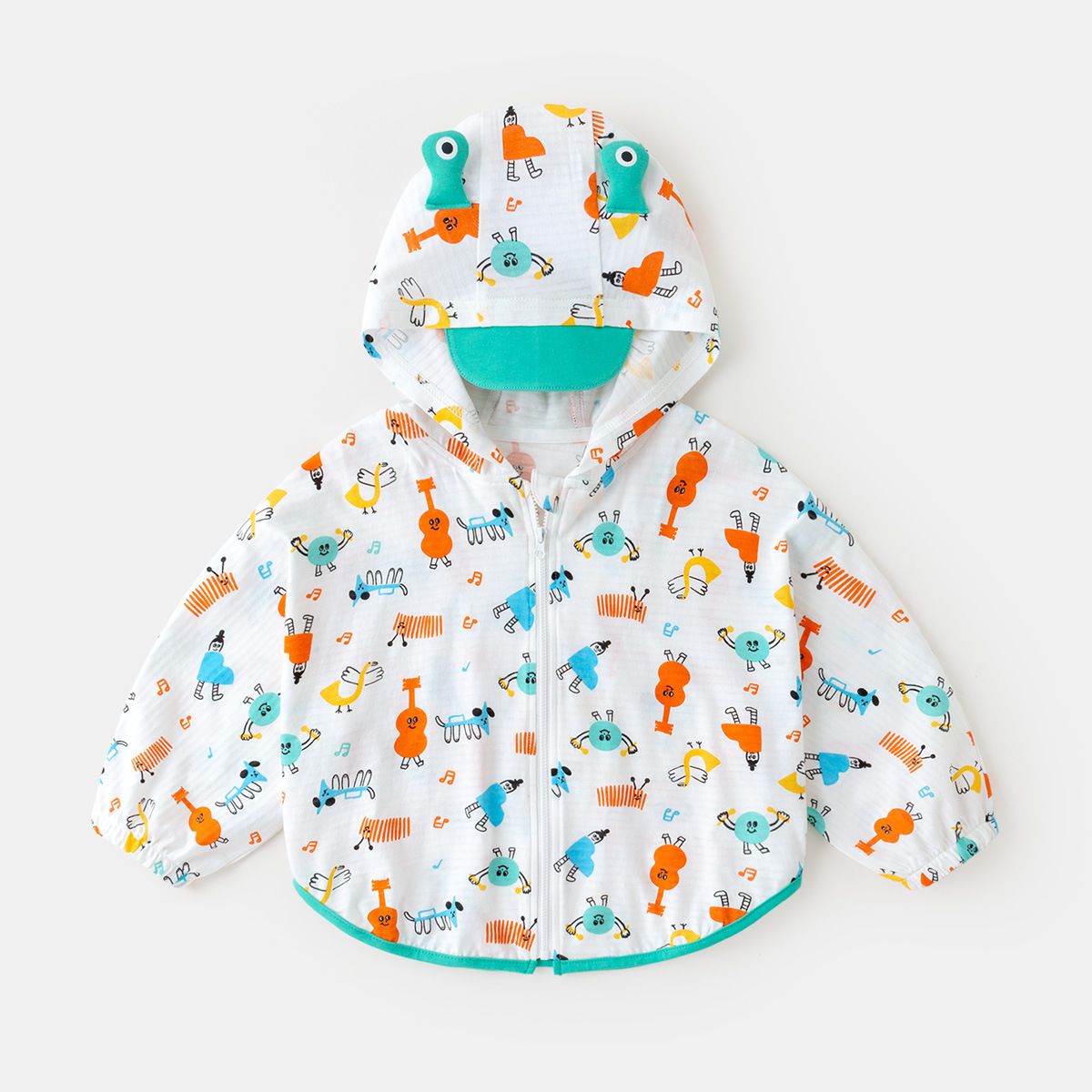 純棉立體造型連帽防曬外套-可愛鴨子-白色