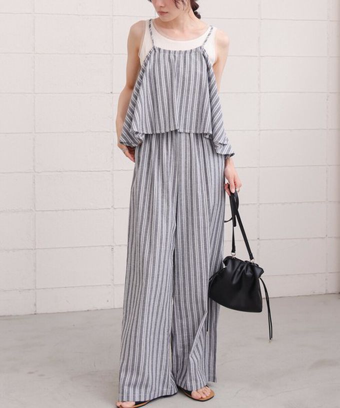 日本 Bab - 簡潔舒適混棉細肩帶長褲套裝-素面-經典黑 (M)