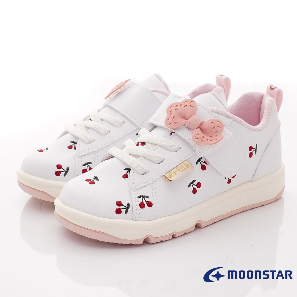 Moonstar日本月星 - 可愛櫻桃休閒機能款(中童段)-休閒鞋-白色