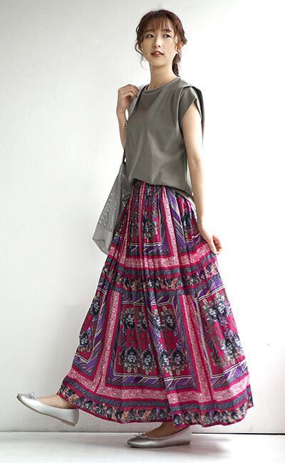 日本 zootie - 100%印度棉印花長裙-歐風花園-黑