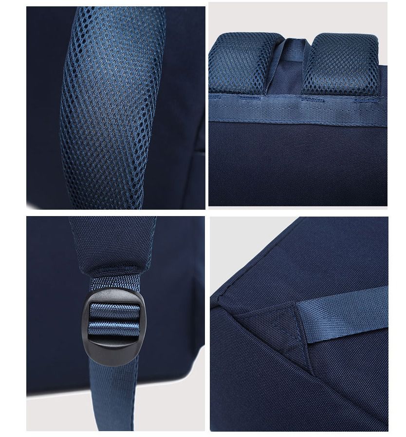 可愛小口袋翻蓋書包-深藍色x紅色