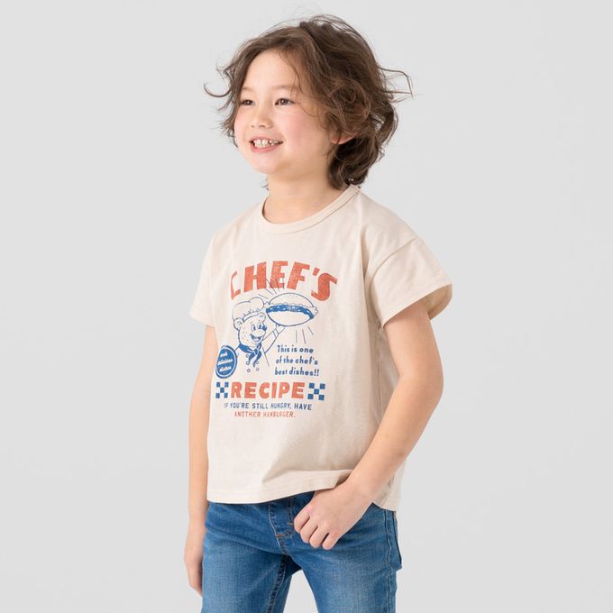 日本 Chil2 - 100%棉 定番印花短袖上衣-熱狗麵包-白