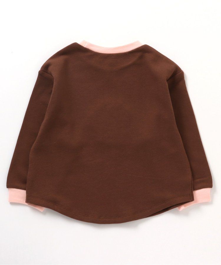 日本 apres les cours - 刺繡童趣印花圓領長袖上衣-草莓蛋糕-摩卡