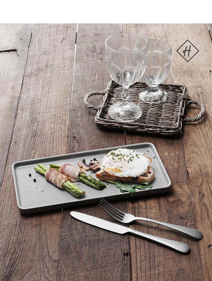 韓國 SSUEIM - LEED系列莫蘭迪陶瓷長方形淺盤L (白色)