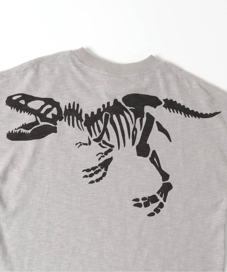日本 BREEZE - 聯名款 恐龍骨骼剪影短袖上衣-灰