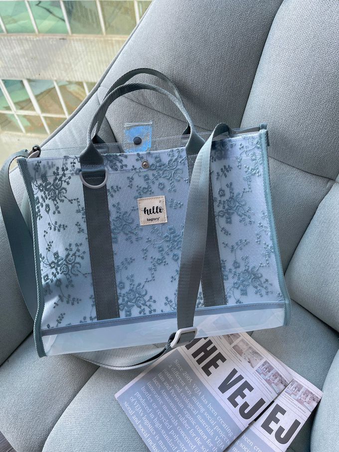 香港百寶袋王 Bagtory HK - 2023限量特別版蕾絲款手挽袋-時尚灰蕾絲