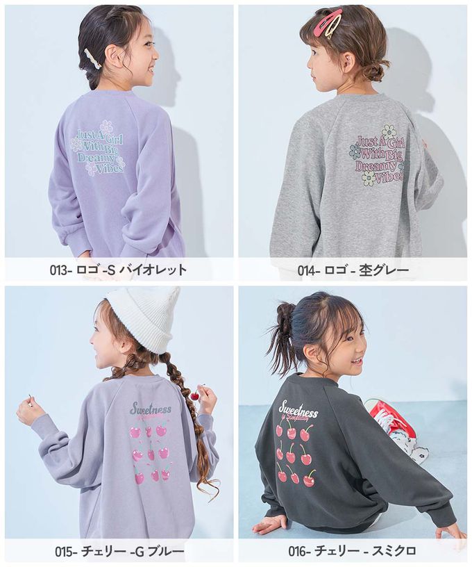 日本 devirock - 女孩印花裏毛長袖上衣-背號12-冰河藍