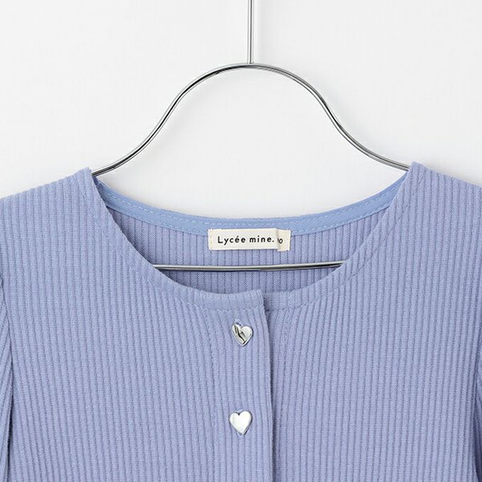 日本 Lycee mine - 愛心鈕扣羅紋針織薄外套-象牙白