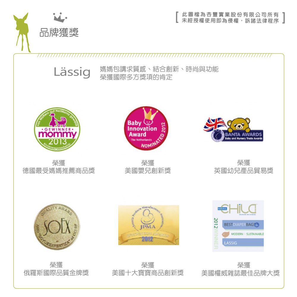 德國 Lassig - 法式時尚大托特媽媽包-橄欖綠-含尿布墊+推車掛勾+保溫瓶收納包