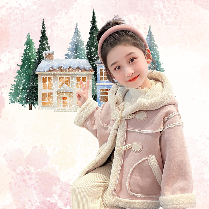 仿麂皮雙面布料拉鍊連帽式外套