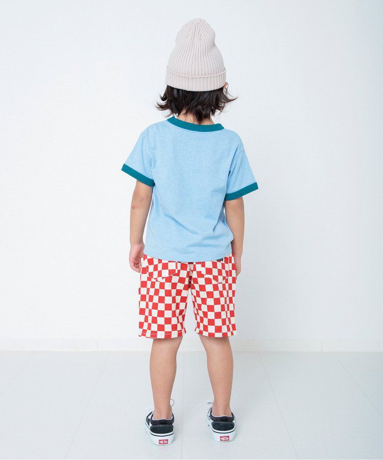 日本 BREEZE - 美式復古印花撞色邊短袖上衣-甜甜圈店-灰