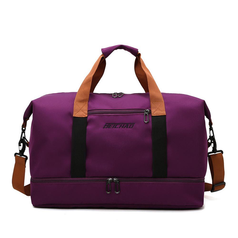 防水大容量乾濕分離旅行包/運動包-紫色 (46X25X28cm)